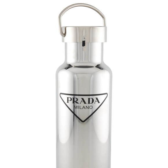 PRADA Metallic Silver water bottle logo triangle - Picture 1 of 4